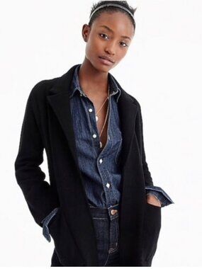 J.Crew Women's Dark Charcoal Grey Merino Wool Open Front Sweater Blazer S